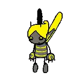 a cartoon drawing of a bee with its wings spread .