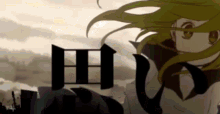 a girl with long blonde hair is standing in front of a sign that says ' io '