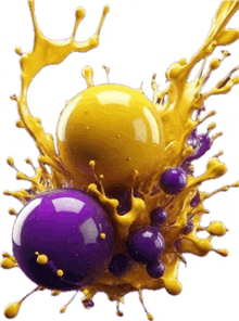 Balls Splash Purple N Yellow Balls GIF - Balls Splash Purple N Yellow Balls Shiny Balls GIFs