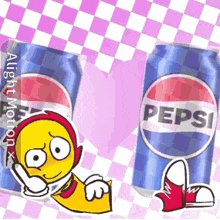 two cans of pepsi with a smiley face between them