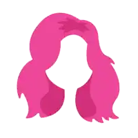 a silhouette of a girl with long pink hair
