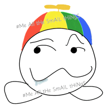 a drawing of a face with a rainbow hat and the words " me all the small things "