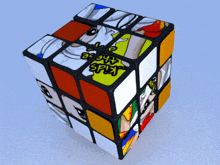 a rubik 's cube with a sticker on it that says ' spicy '