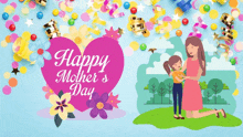 a happy mother 's day greeting card with a heart and flowers