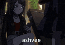 ashvee is the name of a girl in a black jacket