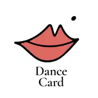 a logo for a dance card with a red mouth