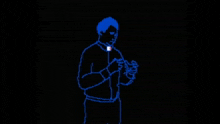 a drawing of a person with chains around their neck .