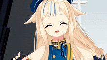 a close up of a 3d anime character with blonde hair
