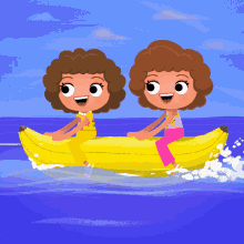Banana Boat Barb And Star Go To Vista Del Mar GIF - Banana Boat Barb And Star Go To Vista Del Mar Riding Waves GIFs