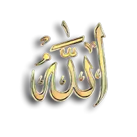 a gold colored arabic calligraphy of the word " allah "