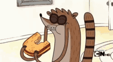 the regular show rigby sandwich eating im busy