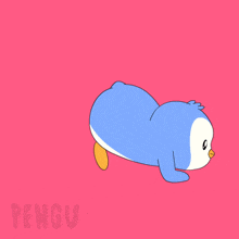 a penguin with smoke coming out of its butt and the word pengu on the bottom right