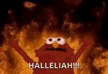 Halleliah Elmo GIF - Halleliah Elmo Flames GIFs
