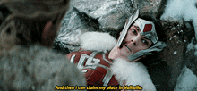 a superhero laying on the ground with the words and then i can claim my place in valhalla on the bottom