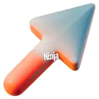an orange and blue arrow pointing up with the word ninja on it