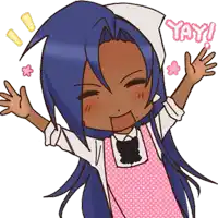 a cartoon drawing of a girl with yay written on the top
