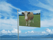Brown Guernsey Cow Flag GIF - Brown Guernsey Cow Cow Flag GIFs
