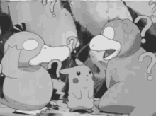 black and white pokemon psyduck pikachu slowpoke
