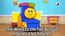 the wheels on the bus go round and round song nursery rhymes bob the train