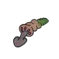 a drawing of a carrot with a tongue sticking out of it