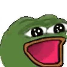 a green frog with its mouth open and a pink tongue is smiling .