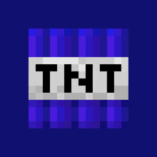 a tnt logo on a blue background with purple squares