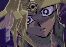 a close up of a cartoon character 's face with the letter a in the lower right corner