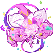 a colorful drawing of a cat with a bow and a lollipop