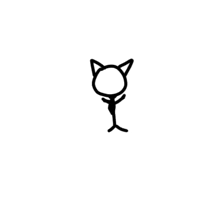 a stick figure with a cat 's ears on its head