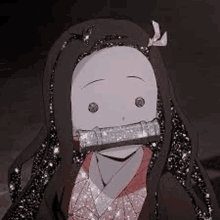 a close up of a girl with long hair and a nose ring from demon slayer .