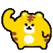 a pixel art illustration of a yellow tiger with an angry face .