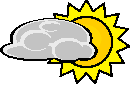 a pixel art illustration of a cloud , sun and moon .