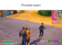 a screen shot of a video game with the words prostate exam