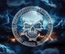 a picture of a skull with the words respect passion be humble