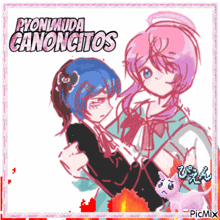a drawing of two girls with the words canoncitos on the bottom