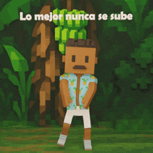 a cartoon character with the words lo mejor nunca se sube on the bottom