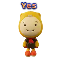 a cartoon character with a cape and the word yes behind him