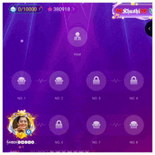a screenshot of a video game with a purple background and the number 380918