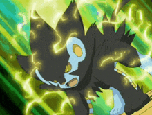 a cartoon character with a mask on is surrounded by green lightning