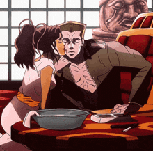 a cartoon of a woman kissing a man 's cheek