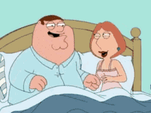 peter griffin and lois griffin are laying in bed together