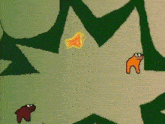 a cartoon of a monkey standing next to a tree with a star in the background .