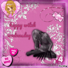 a happy witch wednesday greeting card with a picture of a girl