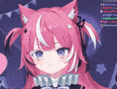 a girl with a cat ear and a bow on her head