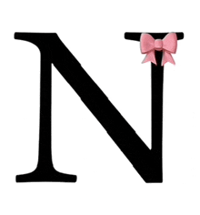 a letter n with a pink bow on it