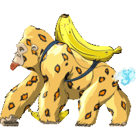 a cartoon gorilla with a banana on its back
