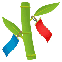 tanabata tree nature joypixels wish tree bamboo with pieces of colorful paper
