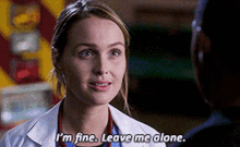 Greys Anatomy Jo Wilson GIF - Greys Anatomy Jo Wilson Im Fine Leave Me Alone GIFs