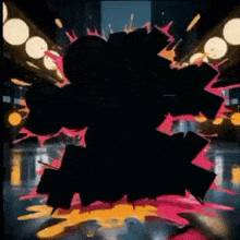 a silhouette of a person is surrounded by pink and yellow splashes .