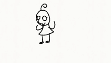 a black and white drawing of a stick figure with long arms and legs .